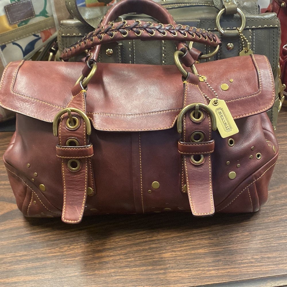 COACH LEATHER SOHO Brass Studded Satchel